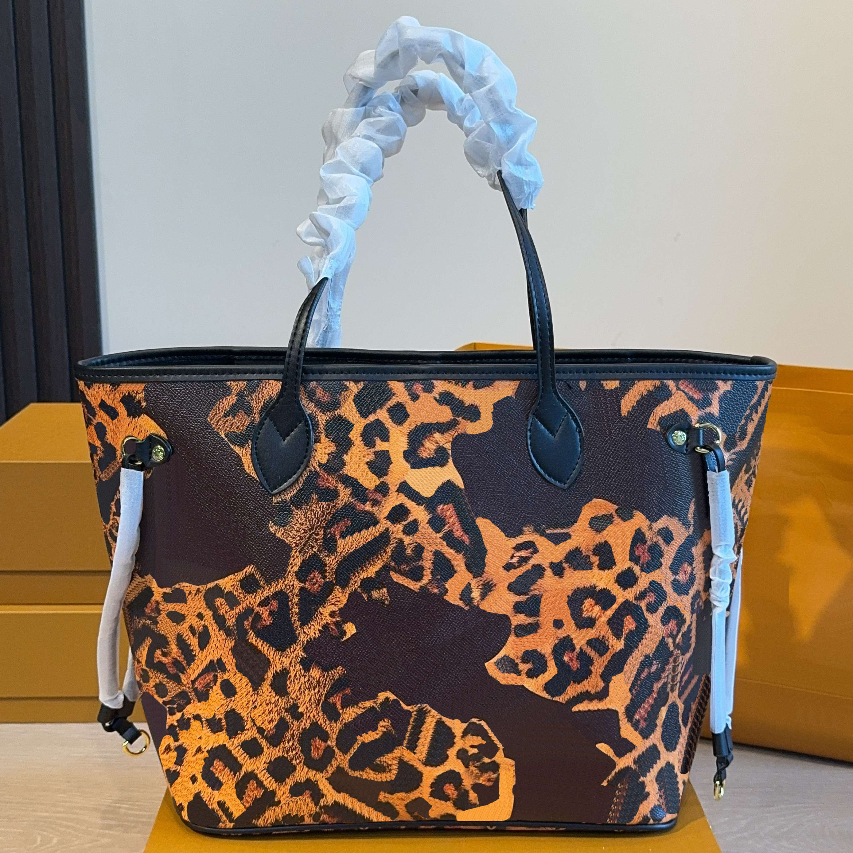 Top Orange-black leopard designer bag Tote bag luxury bag handbag Women Shopping Bags shoulder bag womens fashion classic totes bags with dust bag