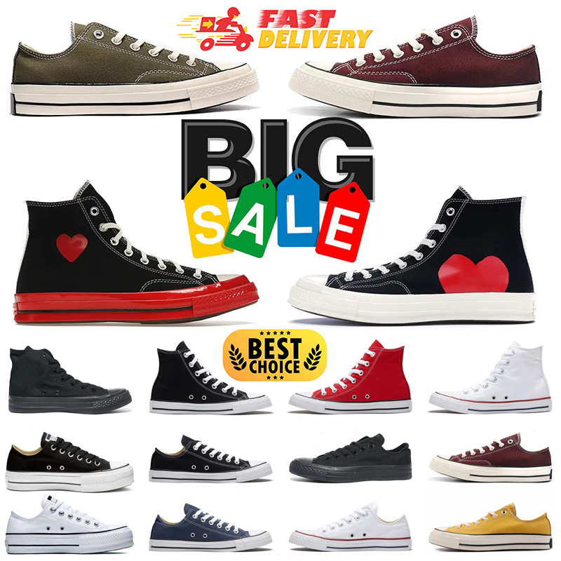 Designer Casual shoes Canvas Platform Racing Black Red Leather Low High Heart Chuck Skateboard Sneakers Love Blue Grey Mens Womens Trainer Shoes