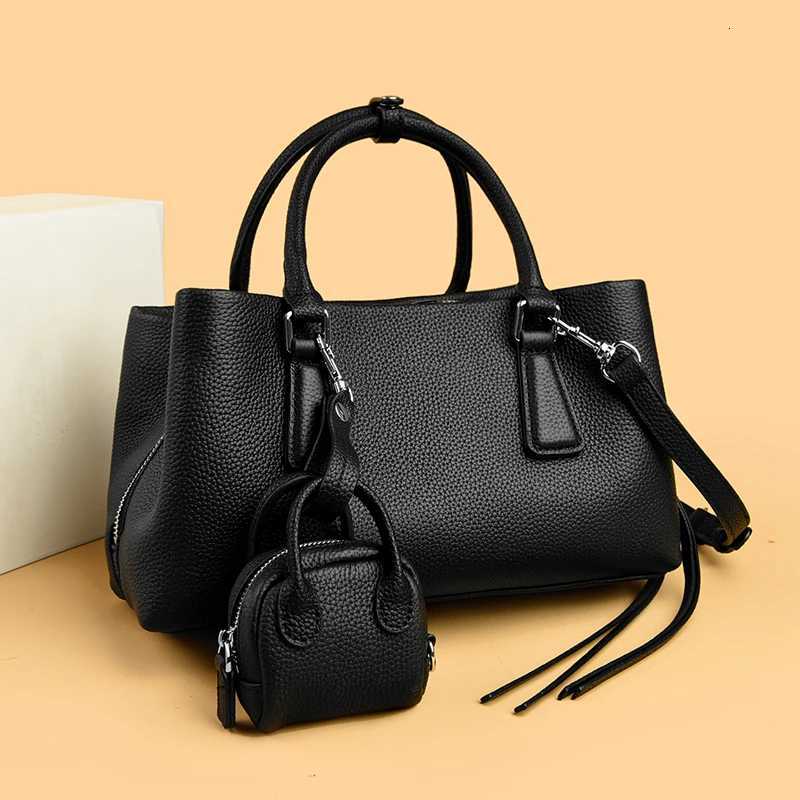 Evening Bags 100% Genuine Leather Top Quality Oxhide Women Shoulder Crossbody Bags 2 and 1 Handbags Wallet Large Capacity Commuting Tote Sac H261016