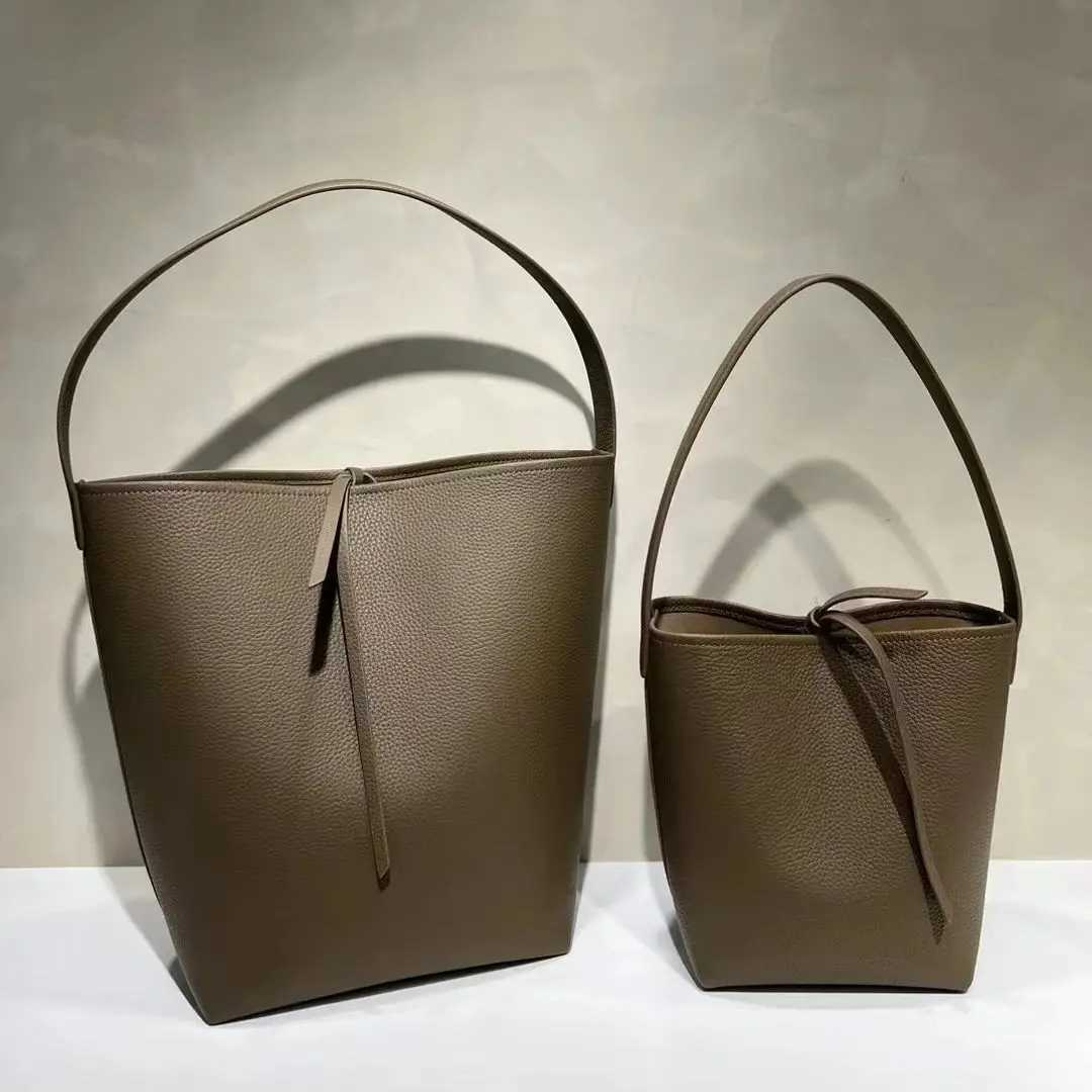 Evening Bags Totes Design Fashion Large Capacity Genuine Leather Bucket Bags High Quality Lychee Pattern Cowhide Handbags For Women H261016