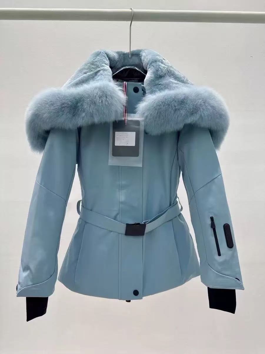 real fur coat Designer puffer down jackets Italian women long jacket fur hooded parkas woman Boe dic short winter coats elastic belt casual outdoor