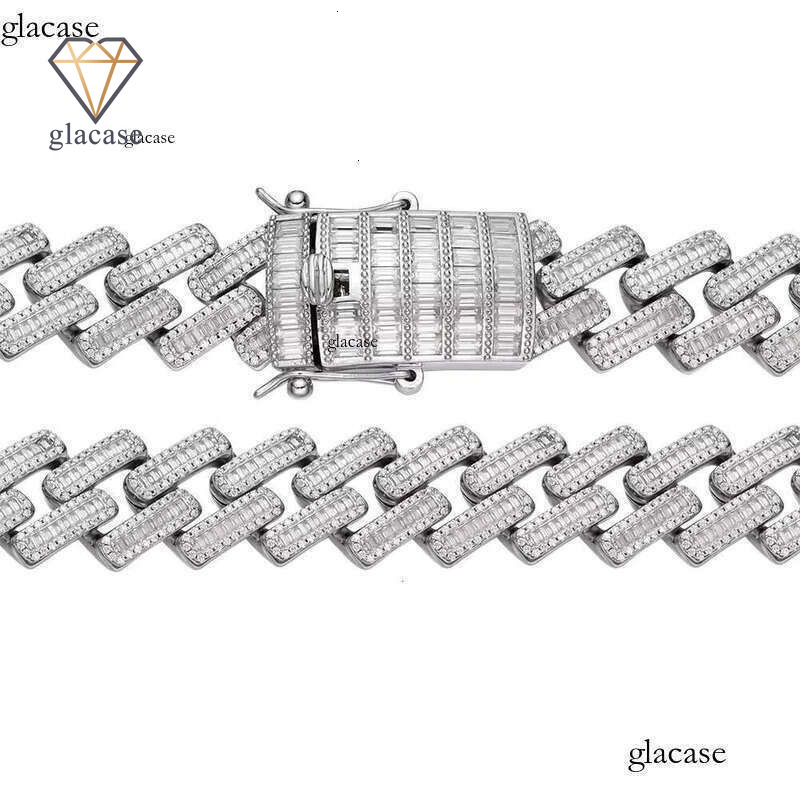 High Quality Hip Hop Jewelry Moissanite Customized Iced Out Cubic Zircon Sterling Sier Cuban Chain Necklace for Men