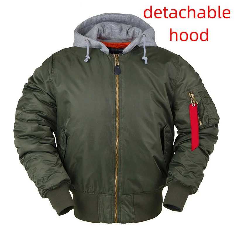 Oversized MA1 Bomber Jacket for Men Women Winter Thickened Hooded Pilot Jacket Street Style Unisex Coat Loose Fit Outerwear S261017UUN0