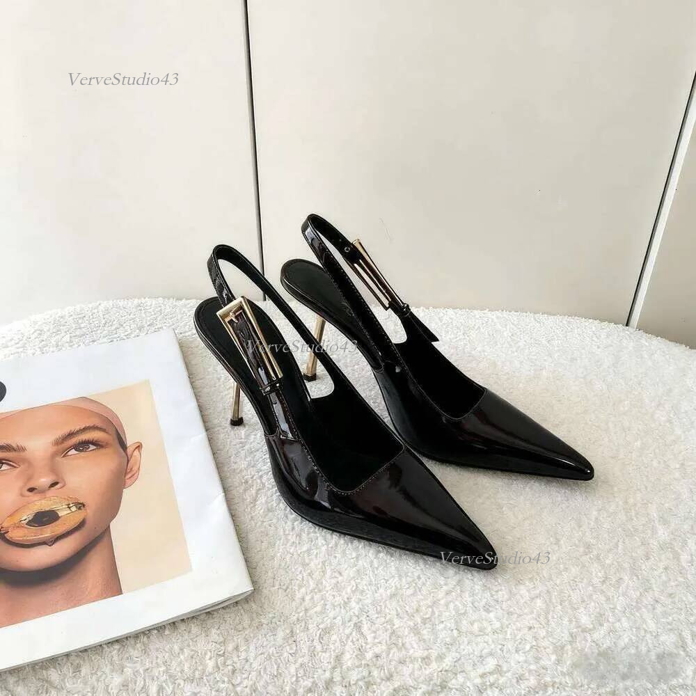 Designer ysllysness heels Women Open Toe Stiletto Heel 8 5cm Classic Metal Letters Sandal Fashion Stylist Shoes women mules yslshoesfor women 9bb