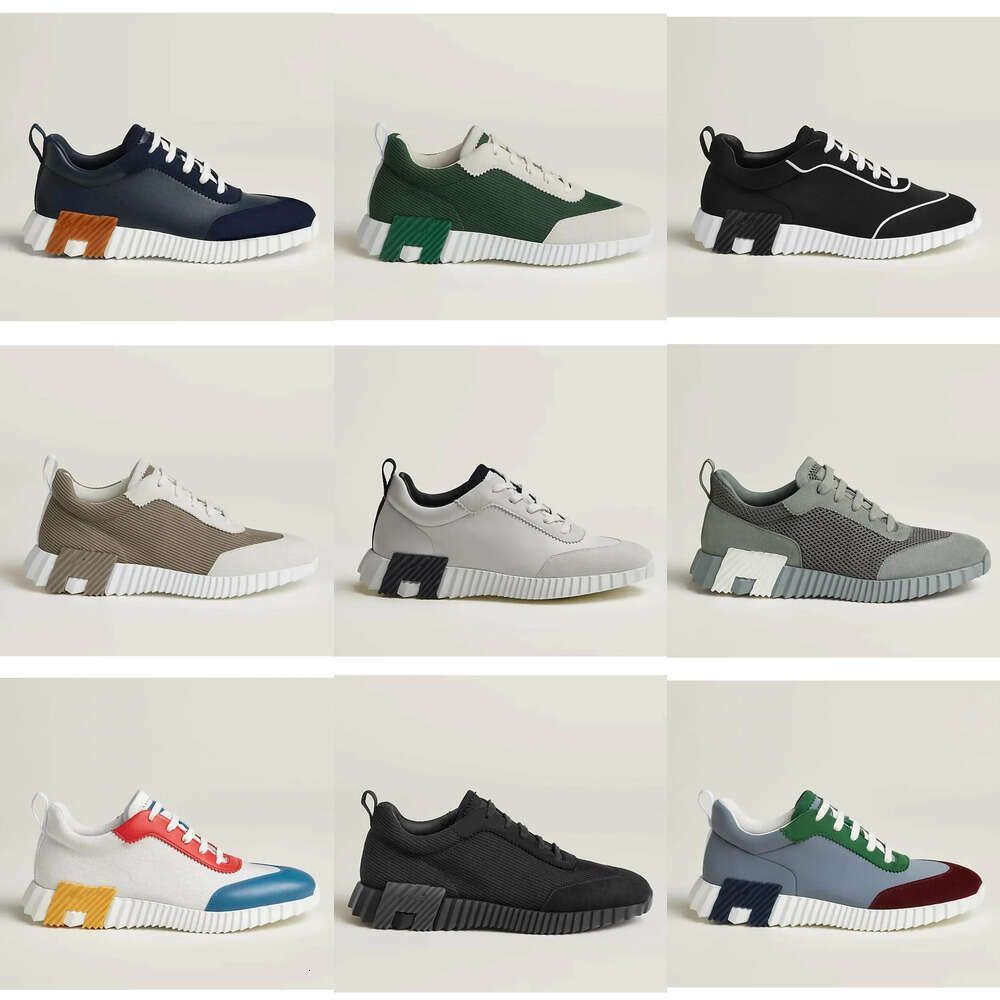 Brand h designer trainers Bouncing sneakers for Men Casual shoes Leather And Mesh Lace Up Sports Runner trainer Shoes Rubber Sole Man Low Top Street