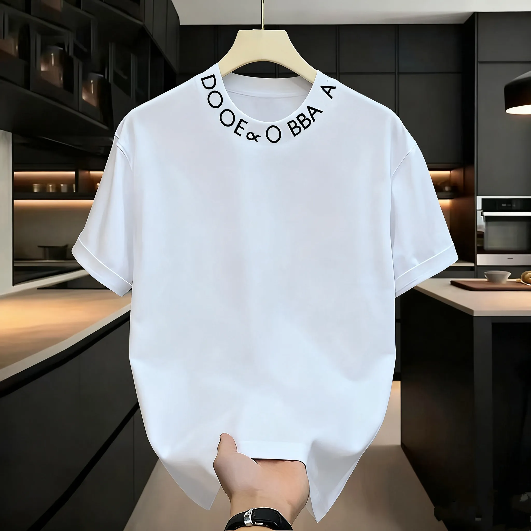 Men's shirt T-shirt men's design top printed letters short sleeved round neck fashionable hip-hop cotton couple men's and women'