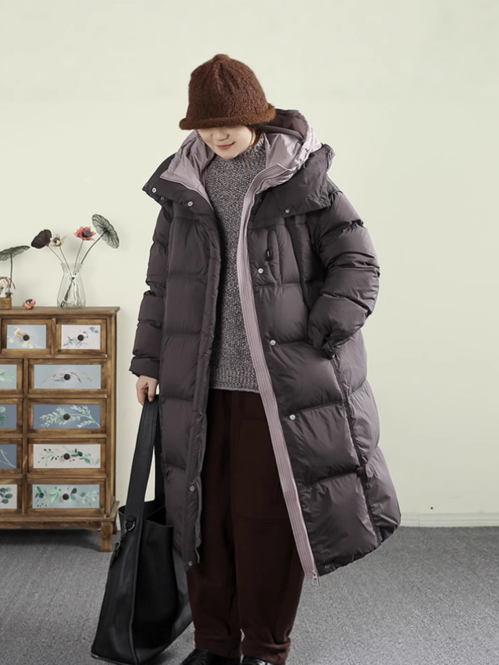 Designer Hooded, knee-length, fashionable, warm, and thickened cotton coat for women, 2026 winter new collection, casual and loose-fitting cotton ou