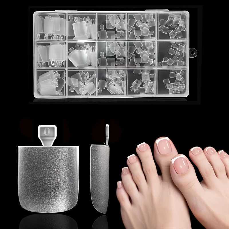 False Nails Short Square Toe Nail Tips 15 Sizes 180 Pieces Matte Soft Full Coverage Toenail Extensions Matte Press-On for Pedicure Q261017