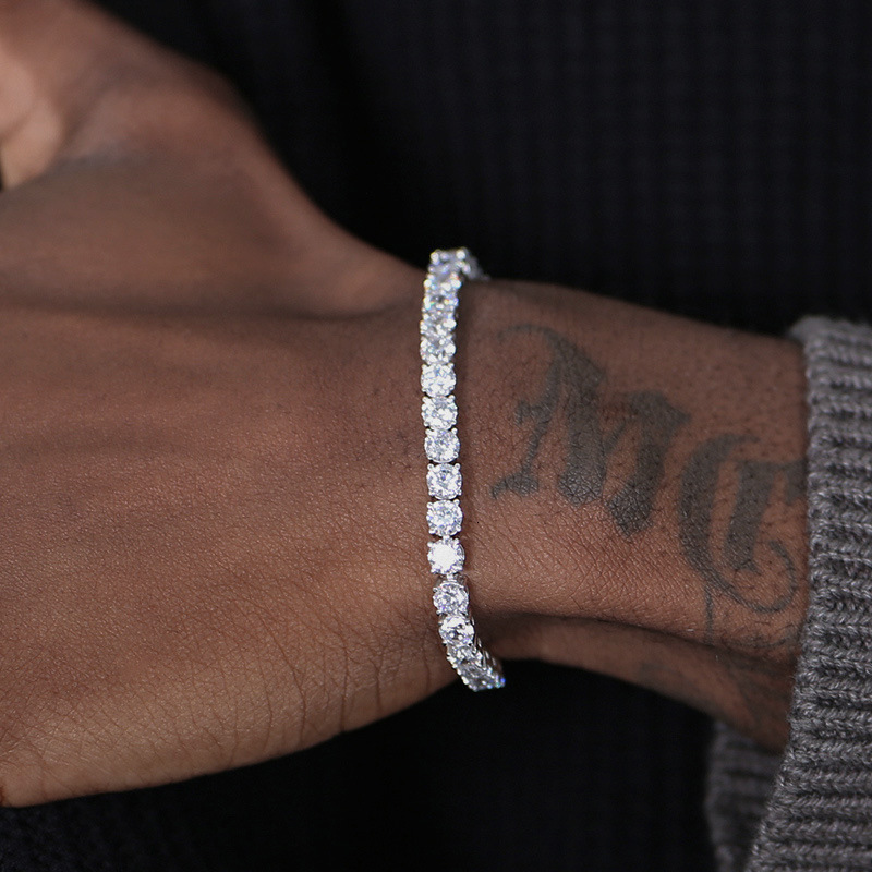 Versatile Full-Diamond Zircon Tennis Couple Bracelet For Men And Women, Cross-Border Bestseller, Colorful Sparkling Diamond, Light Luxury High-End J