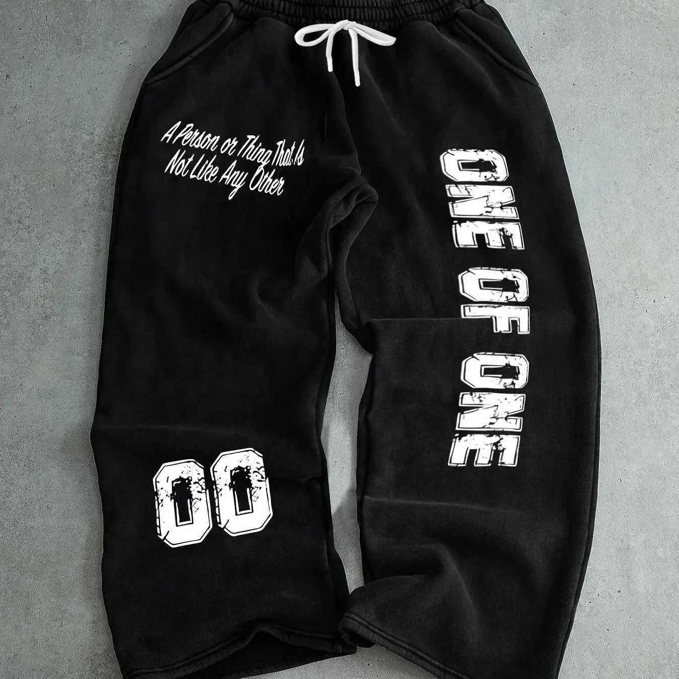 Men's Sports Pants with Unique Letter Pattern Print Comfortable Running Pants Perfect for Streetwear and Daily Casual Wear S2610168N3R