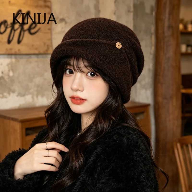 Beanie/Skull Caps Soft Slouchy Beanie Hat Stretchy Breathable Winter Knit Skull Cap Warm Folded Brim Women's Winter Hat Walking Travel Shopping