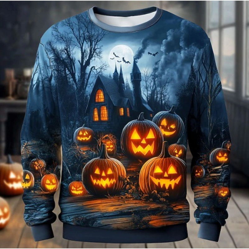 2026 Halloween Costume Men's Crew-Neck Sweatshirt, European Size, E-Commerce, Autumn/Winter Long-Sleeved Base Layer Shirt For Men Free Shipping