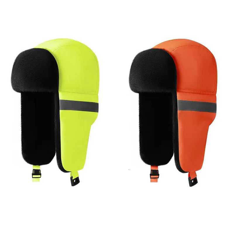 TrAPper Hats Men's Winter TrAPper EarflAP Warm Russian Waterproof Ski Hat Bomber CAP Safety Reflective Strip Protectors HatsT261017