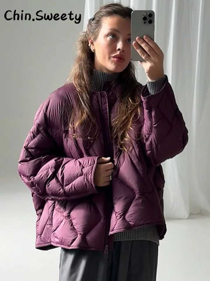 Women's Down Parkas Fashion Women's Quilted Cotton Padded Coat Loose O-neck Zipper Long Sleeve Female Coats 2026 Winter Lady Casual Chic O