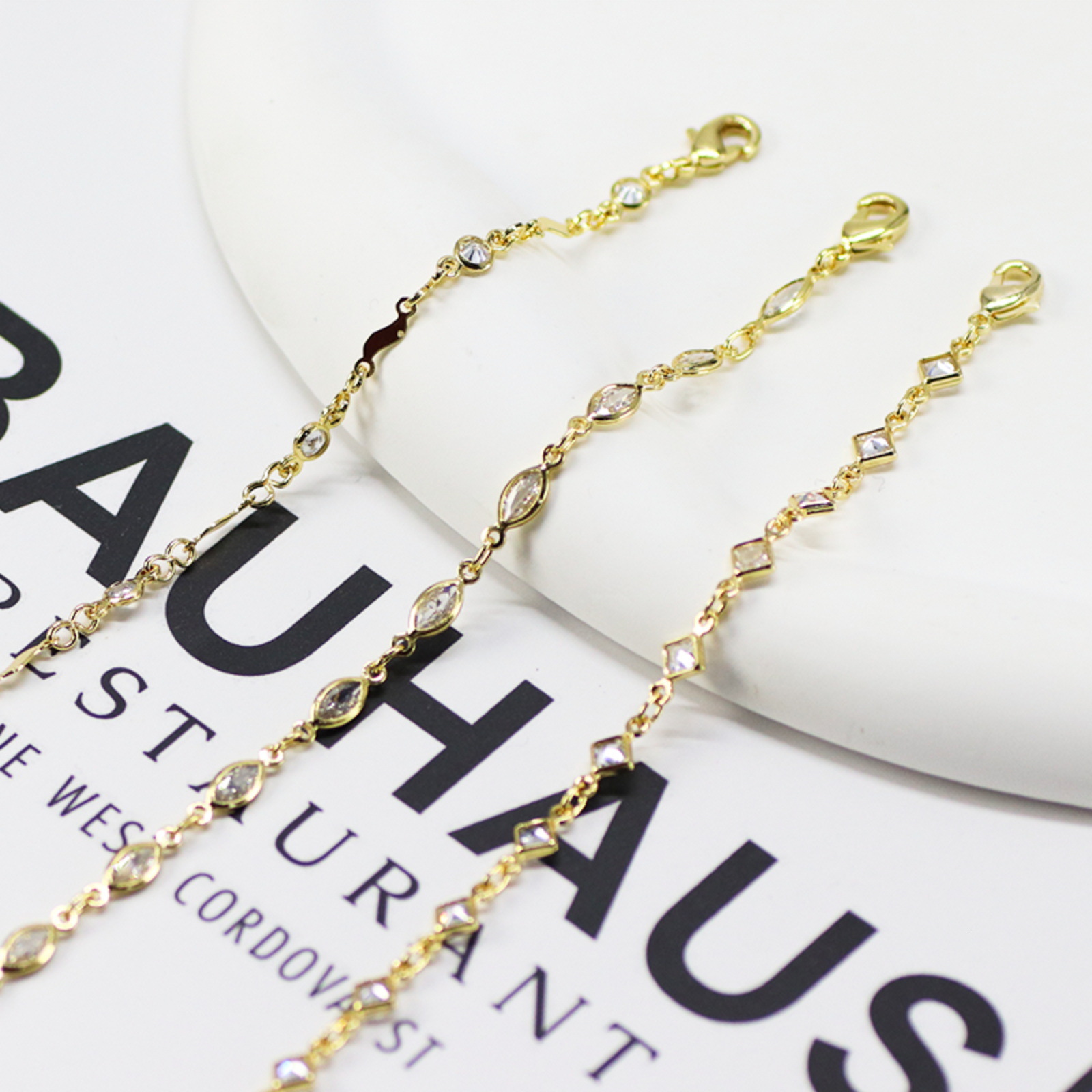 Ins-Style Electroplated 18K Gold-Plated Austrian Cubic Zirconia And Anklet, Handmade, Versatile Jewelry, Wholesale, Lightweight Luxury Bracelet