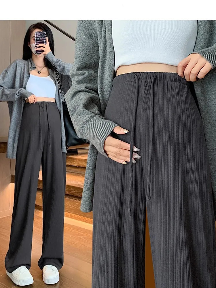 Maternity Pants Spring and Fall Summer Petite No Toddler Drawstring Straight Pants Wide Leg Pants Maternity Wear 261015