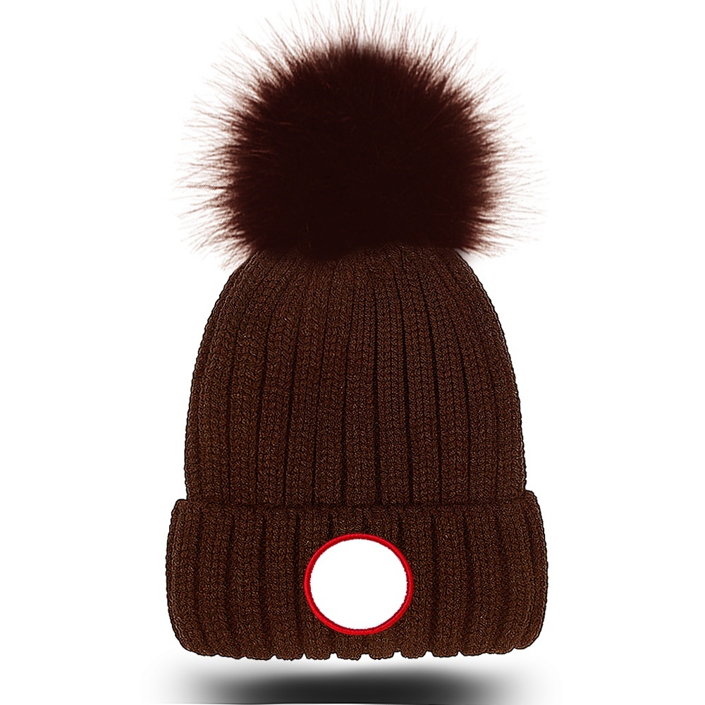 Fashion Adults Thick Warm Winter Outdoor Sport Hat For Women Soft Stretch Knitted Pom Poms Hats Men Women Beanies Ski Caps High Quality C-2