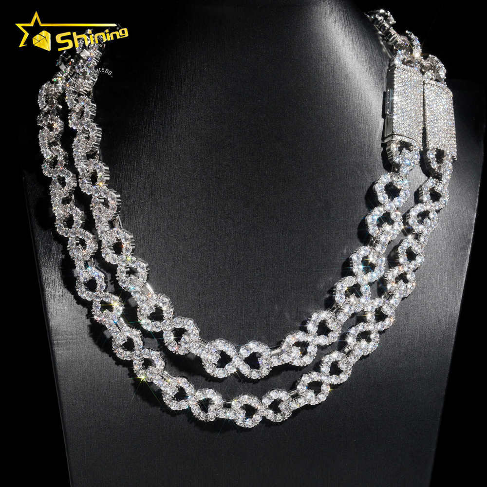 Luxury 15mm Cuban Link Chain 925 Sterling Silver Moissanite Hip Hop Jewelry Custom Infinity Iced Out Chain Link for Men