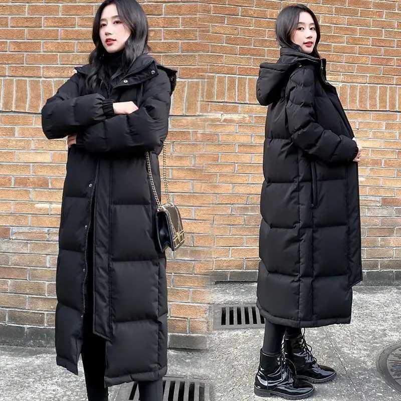 Women's Down Parkas Winter Women'S Down Cotton-Padded Jacket New Loose Plus Size Thick Cotton-Padded Coat New Winter Long Parkas OutwearT2