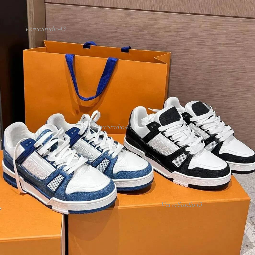 Designer lvlyness shoes Trainer flower Skate Sneakers luxury Men Women Casual tennis Shoes Calfskin Platform Trainers Leather Abloh Lace up louisd s