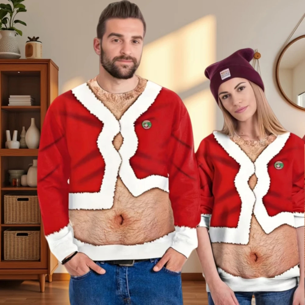 Funny Christmas Sweater Men Women Pullover Xmas Sweatshirt Ugly Graphic Y2k Sweatshirts for Holiday Party Loose Mens Clothing 261016