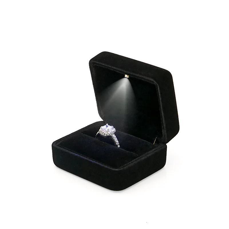 Ring Box With LED Lights Gifts Box For Engagement Wedding Birthday Valentines Day Ring Display Jewelry Organizer Box 261017