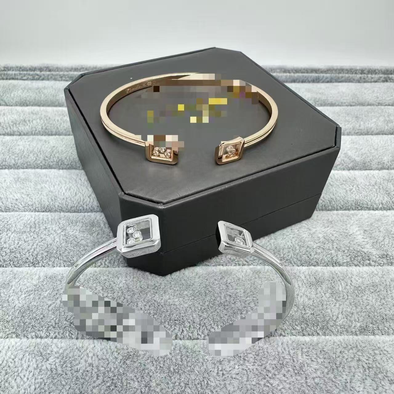 Chopardlies Chopardity Jewelry Designer Chopars Happy Diamond Luxury Bracelet For Woman Men Luxe Bangle Square Three-stone And Single-stone Open Ban