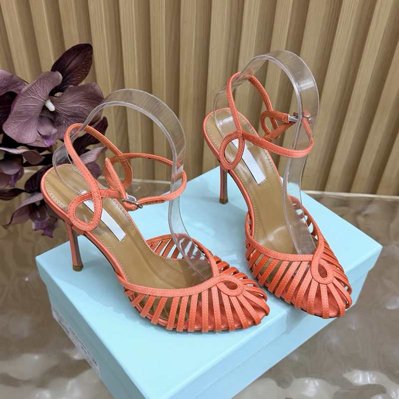 Sandales à talons hauts en satin pour femmes de 10 cm avec boucle réglable, sandales habillées à bretelles nues, serre-tête en amande, chaussures