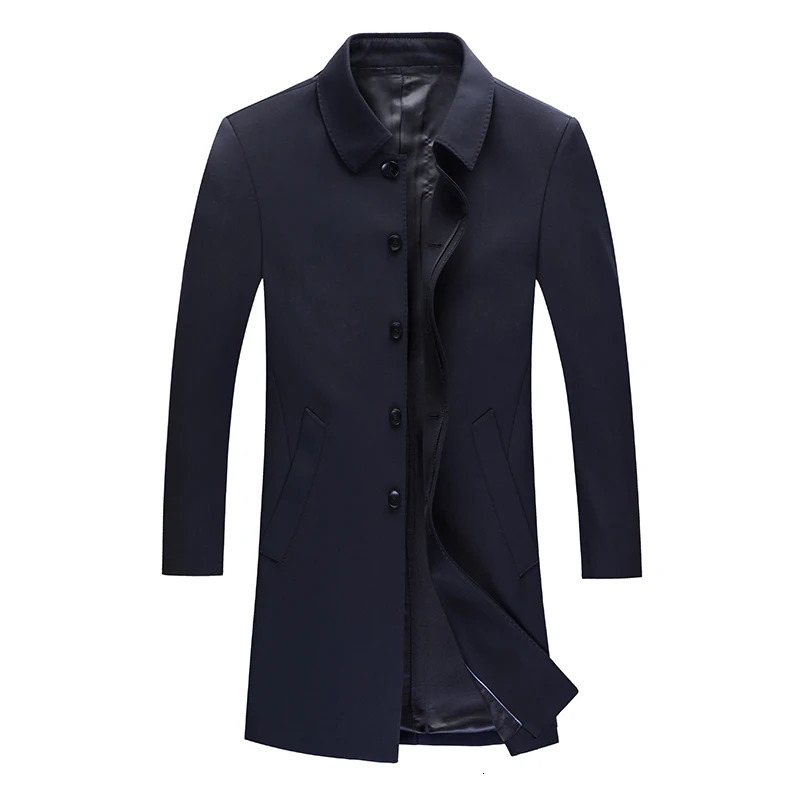 Mens Spring Autumn Trench Coat Middle Age Business Casual Long Overcoat Dad Single Jacket Oversized Loose Fit Windbreaker 1935-L 261015