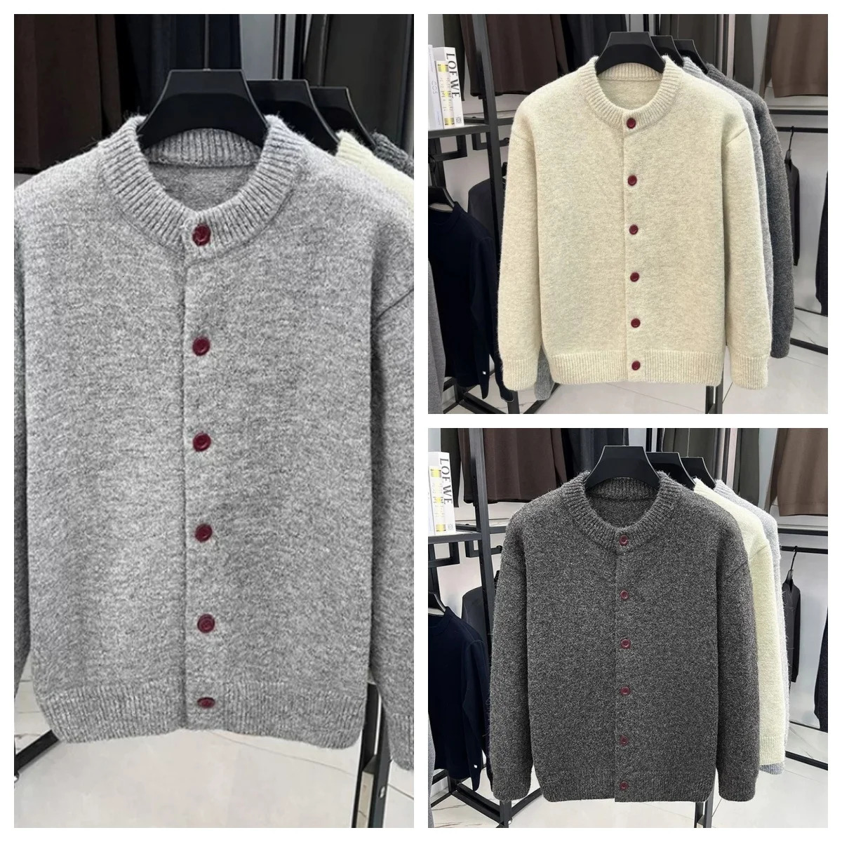 Old money style soft and sticky cardigan sweater for men women autumn lazy knitted wearing outerwear 261017