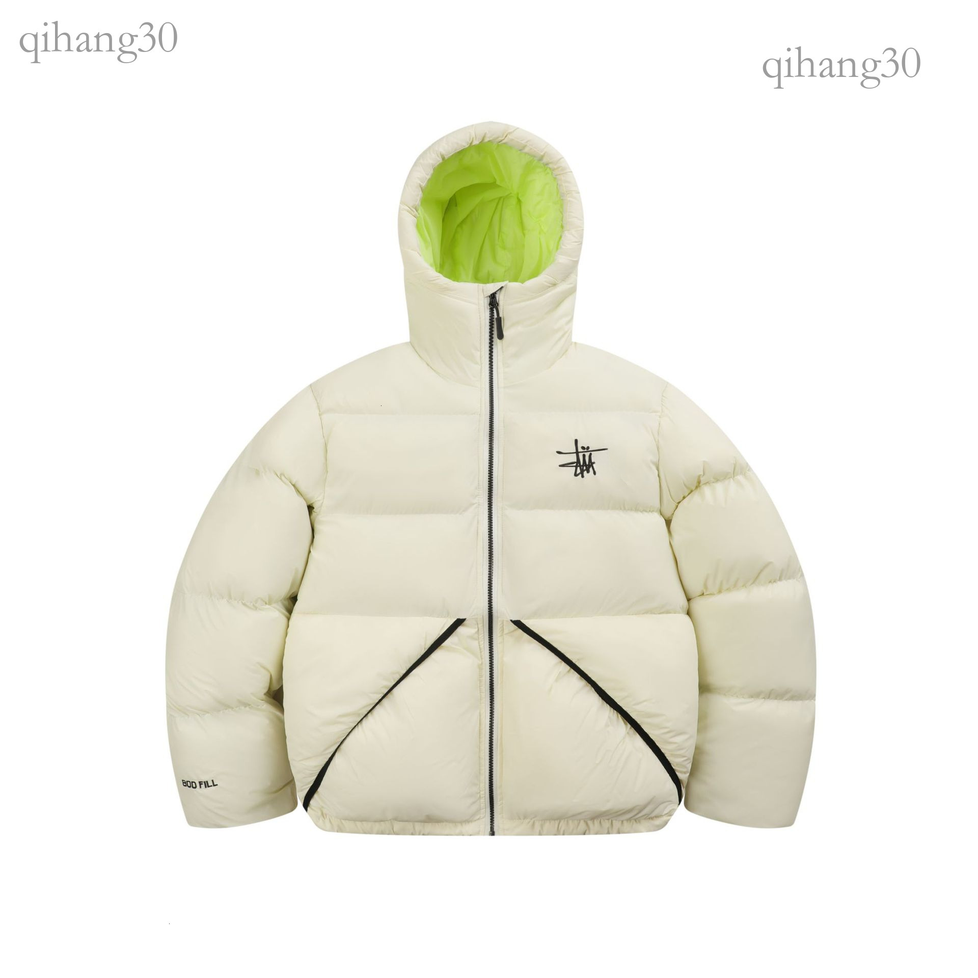 Stussytity Puffer Jacket Man Designer Thick Puffer Jacket Studed Embroidered Hooded Contrast Lining Bubble Winter Warm Streetwear Stusyshirt Puffer