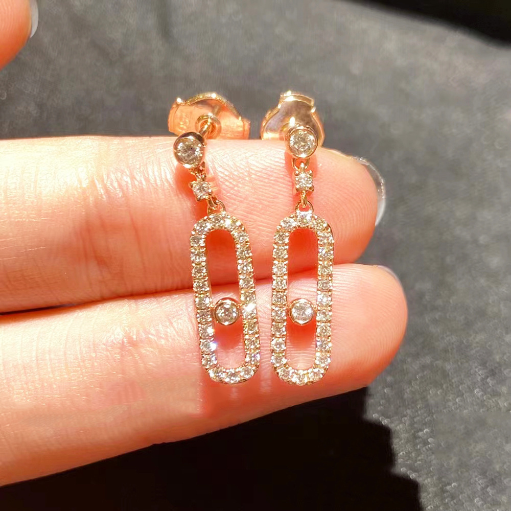 Mesikaa Stud Earrings Designer Messikaas Fashion Earring For Woman Ear Jewelry Long Earrings With Paperclip Design Full Of Diamonds Stud Earrings Fo