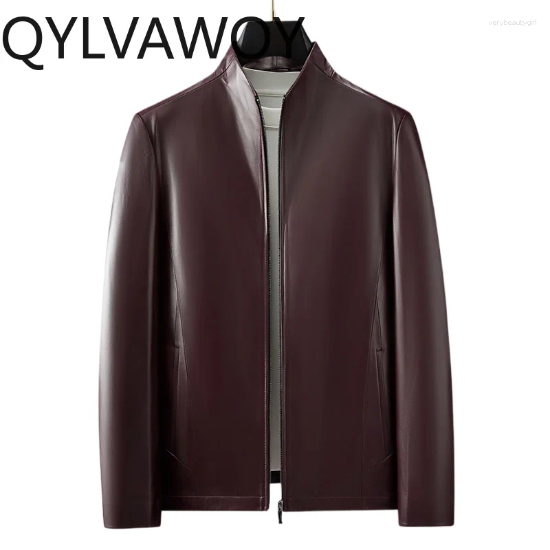Real Sheepskin Man Leather Jacket Spring Autumn Coat Motorcycle High-end Stand Collar Jackets For