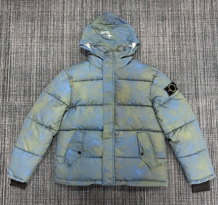 Stone Is Jacket Men Designer Stonely Puffer Jacket Compass Badges Parkas Winter Warm Down Jackets Tie Dye Armband Made Old Washed Outerwear Duck Dow