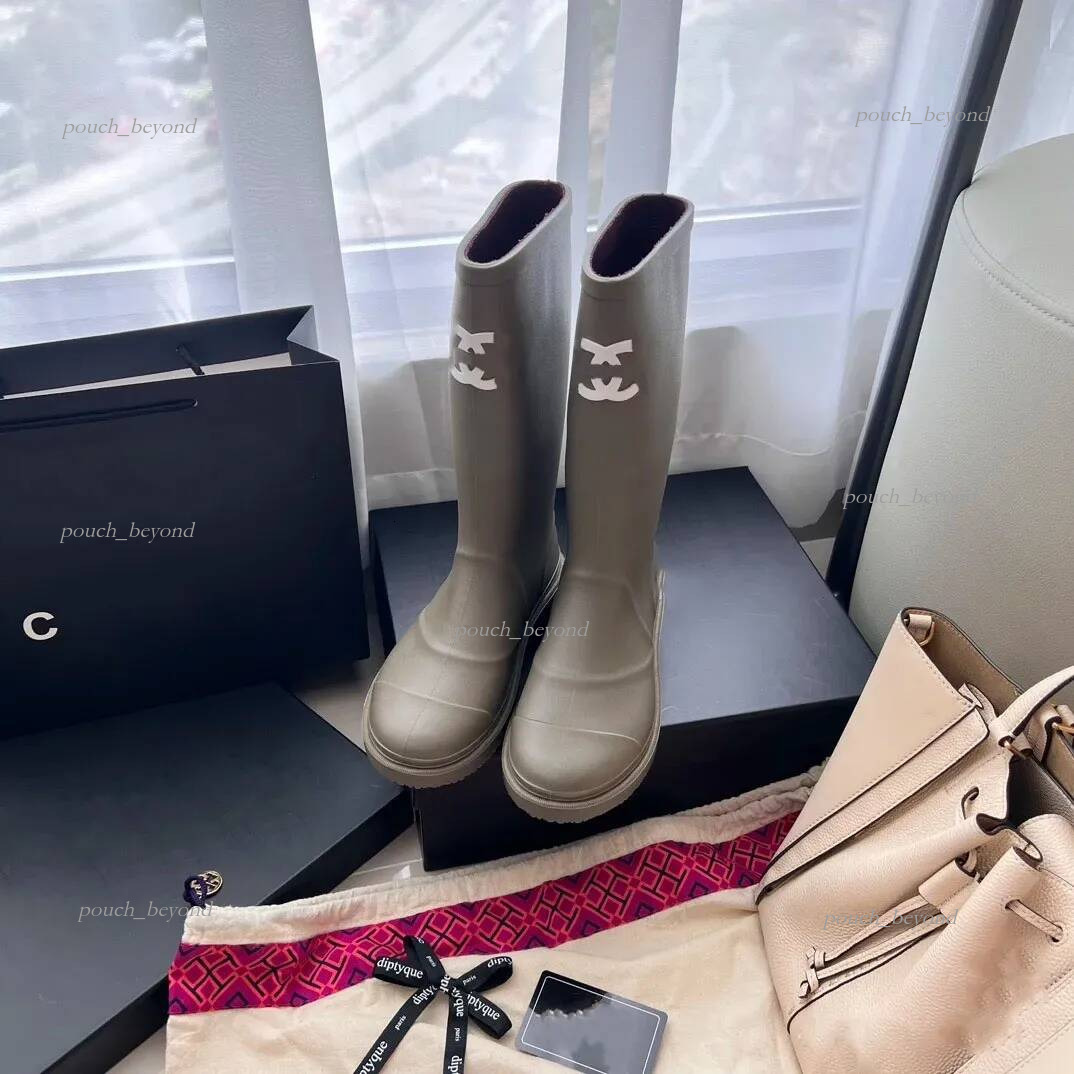 cc shoes French brand designer rain with heels and thick soles ankle high quality winter womens rubber designer luxury boots upper material 40 chan