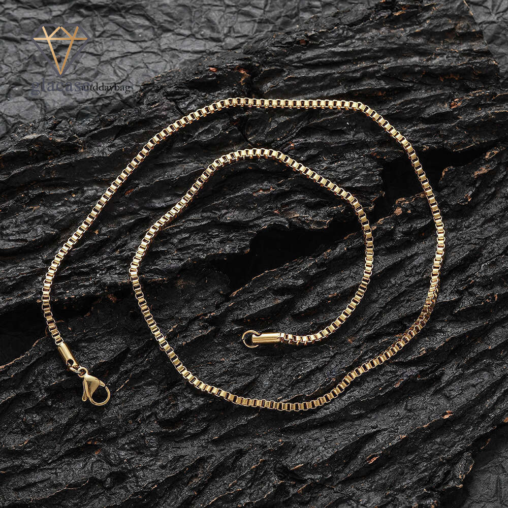 2mm 925 Sterling Silver 14K Gold box necklace simple pendant-free collarbone chain jewelry manufacturer wholesale Hip Hop accessory chain