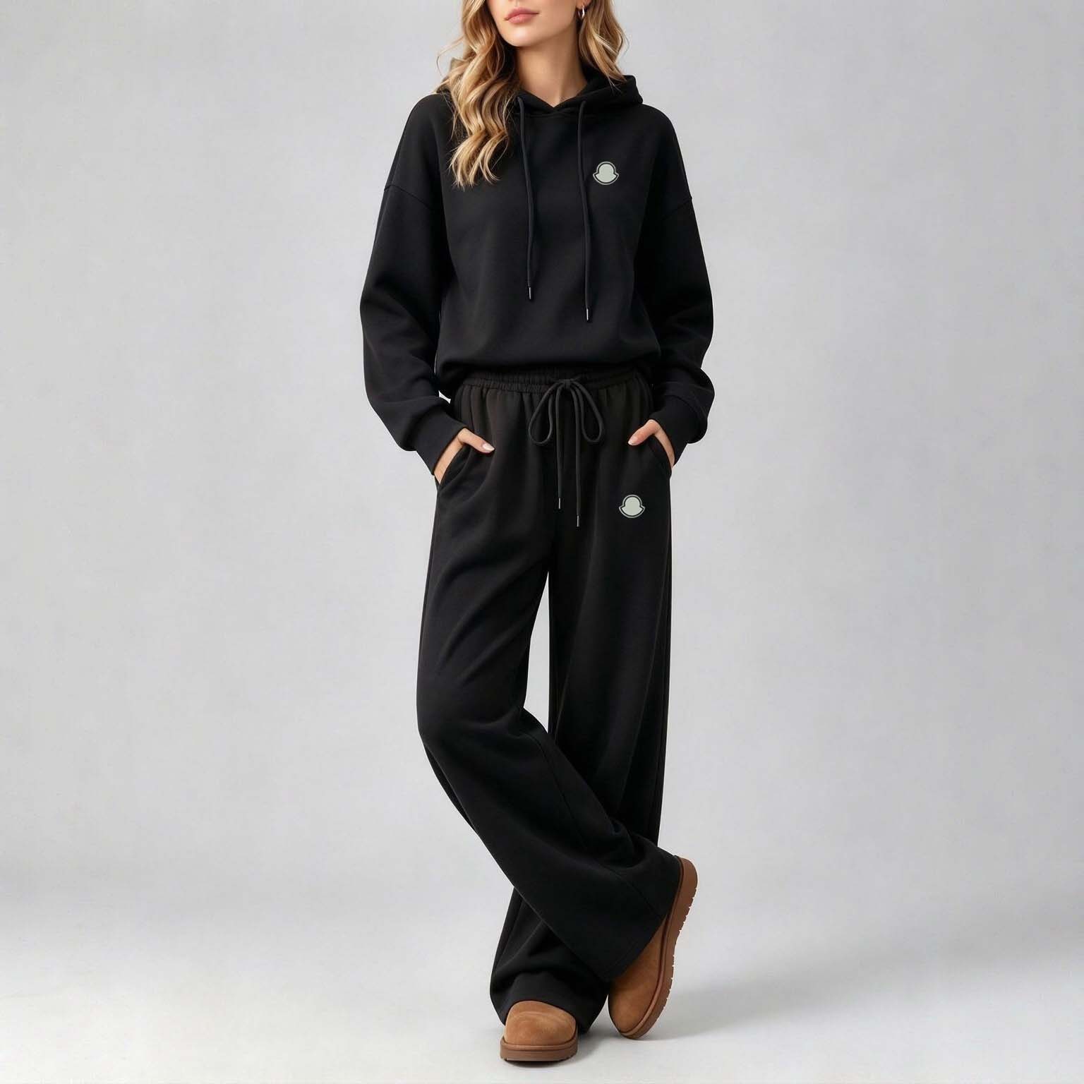 Women Tracksuit Ladies Solid Color Hoodie and Wide Leg Sweatpants 2 Piece Outfit Set Casual Lounge Wear Athletic Sweatsuit Designer Women's Clo