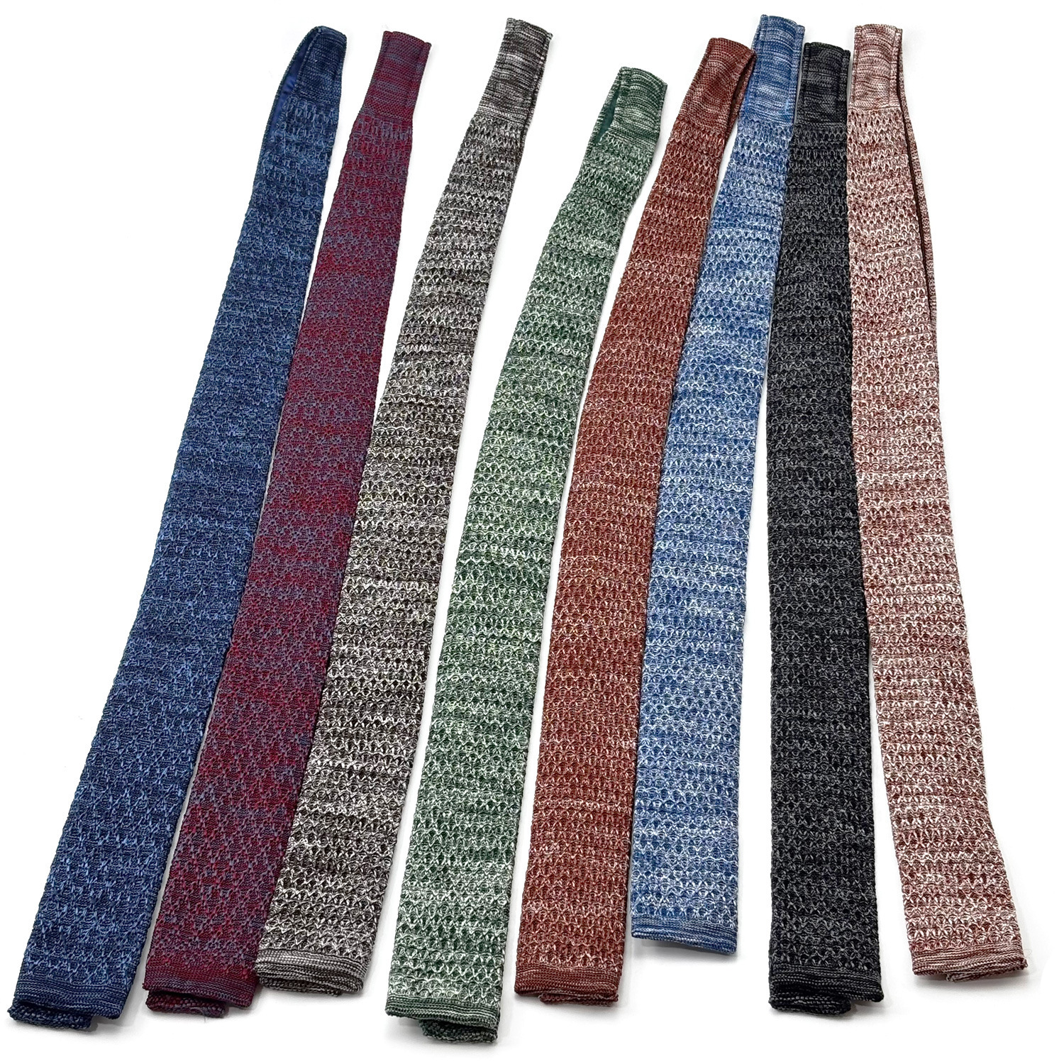 Vintage mixed yarn, distressed, multi-colored textured flat tie, unisex, hand-tied, hollow-out design, casual, Japanese style, student, artistic acc