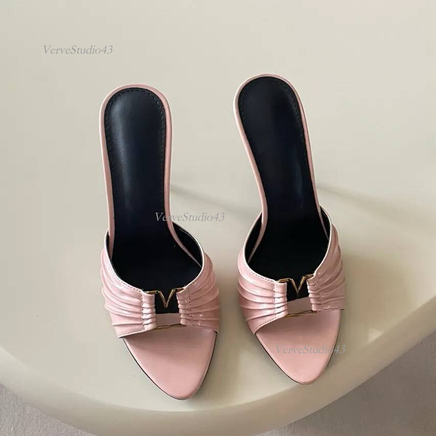 Designer ysllysness heel Same Style Black Quilted Flat Slippers Women Metal One Band Sandals Flat Summer Slippers For Outdoor yslshoesfor women Slid