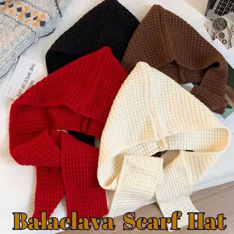 Beanie/Skull Caps Korean Balaclava Bonnet Women Skullies Beanies Hat Scarf One Piece Thickened Warm Neck Knitted Law Protection Winter Essential Q26