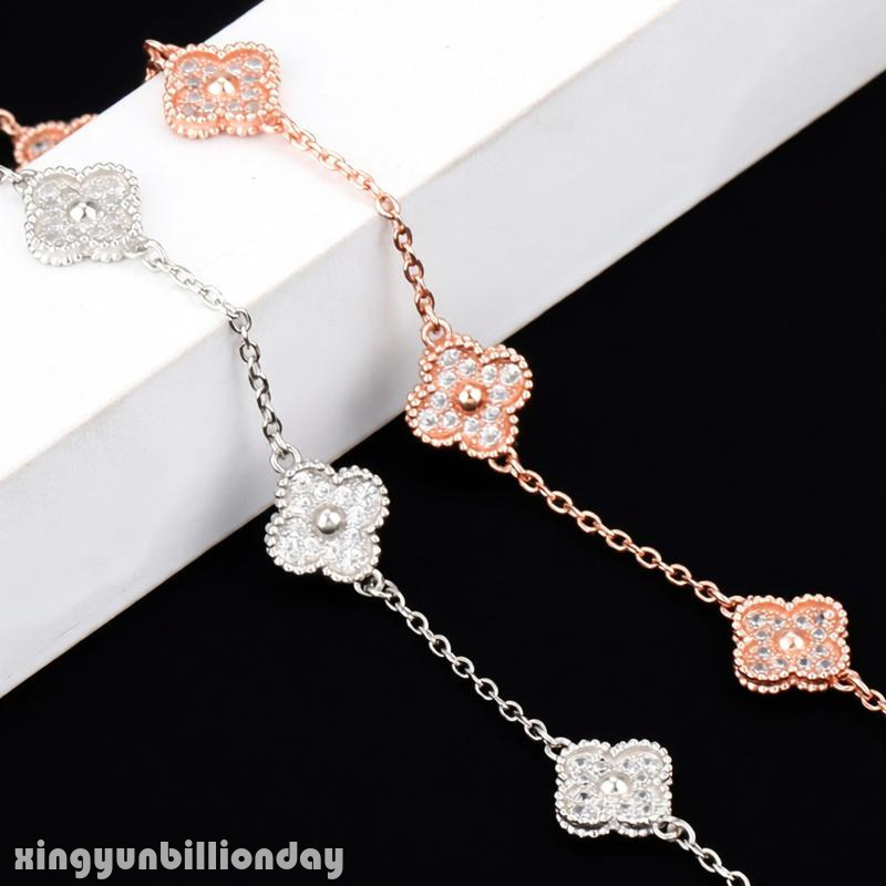 Designer Jewelry vca bracelet Four-Leaf Clover Fully Encrusted Diamonds Mini Bracelet Women's Luxury Six-Flower Jewelry vanly cliff bracelet