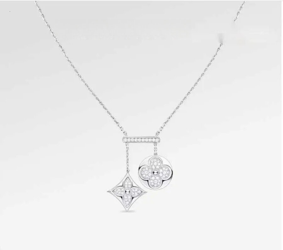 2026 Designer With Box Fashion Classic Diamond Necklaces Pendants cologne Stainless perfume Steel Silver Plated Luxury Necklace For Women Valentines