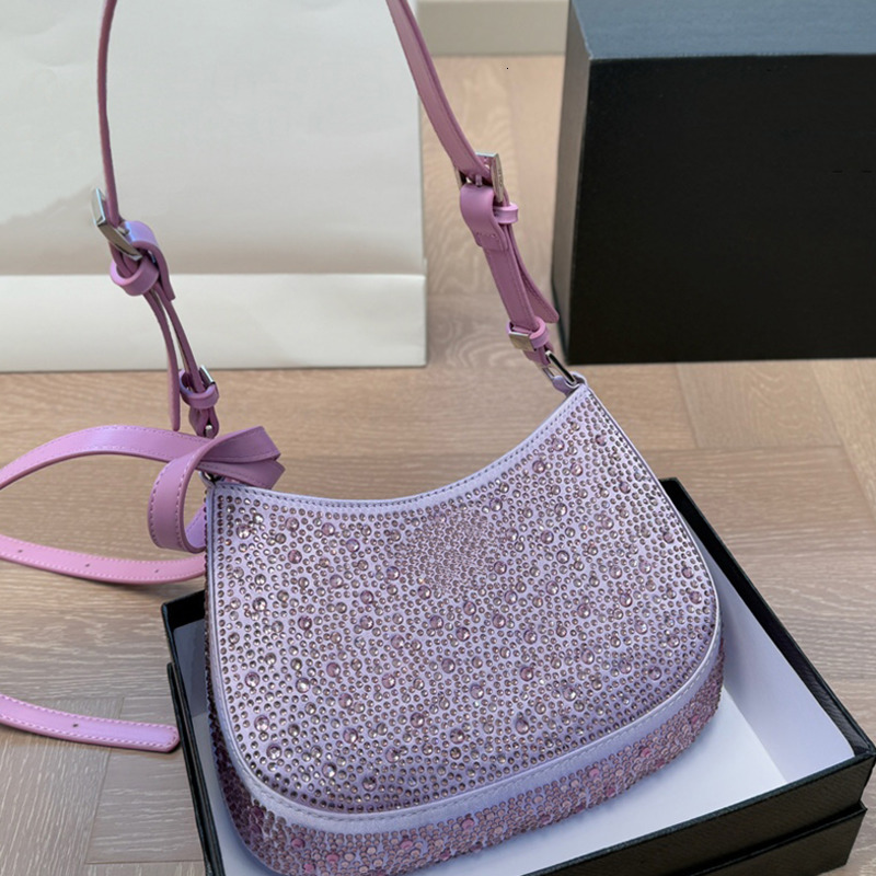 Luxury Designer Shoulder Bag High Quality Cleo Handbags Women Triangle Symbol Blingbling Re Nylon Hobo Fashion Classic Underarm Crossbody Bag Lady P