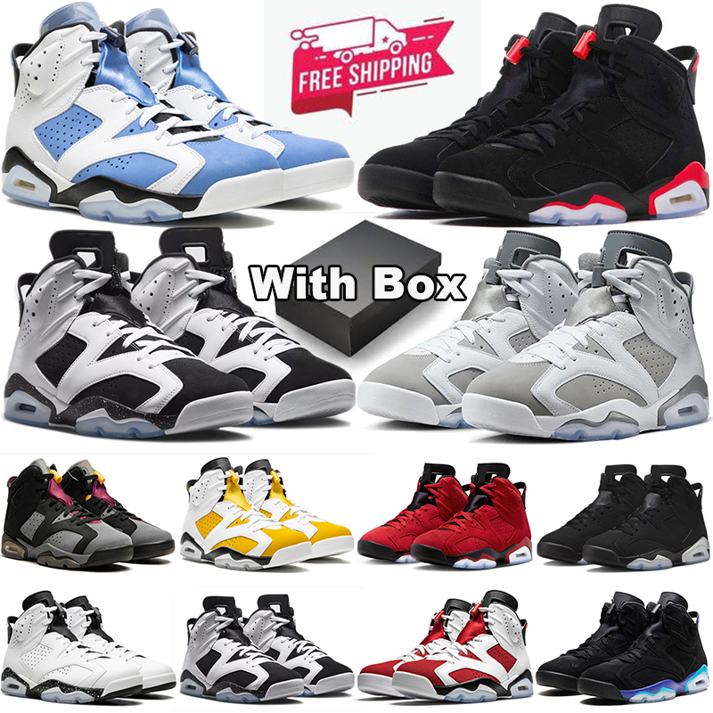 with box free shipping 6 6s basketball shoes Oreo Cool Grey University Blue Black Infrared mens trainers women outdoor sports sneakers 36-47 wholesa