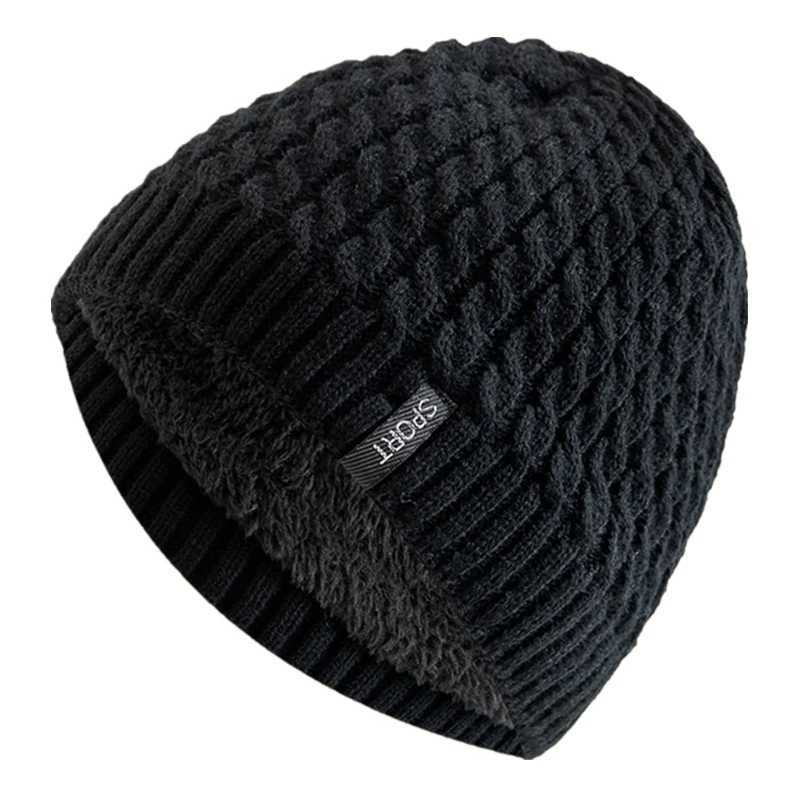 Beanie/Skull Caps Unisex Sports Label Knitted Hat Fashion Autumn And Winter Beanie Hats For Woman And Man Add Fur Lined Warm Winter CapT261017