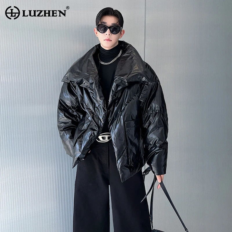 LUZHEN Thickened 2026 Solid Winter Original Color Cross Neck Warm Padded Coat Men Fashion High Quality Loose Parka Jacket