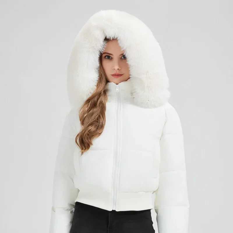 Women's Down Parkas Korean Style Down Cotton Coat 2026 Thicken Short Women's Winter Jacket Casual Warm Fur Hooded Cropped Parkas Chic Stre