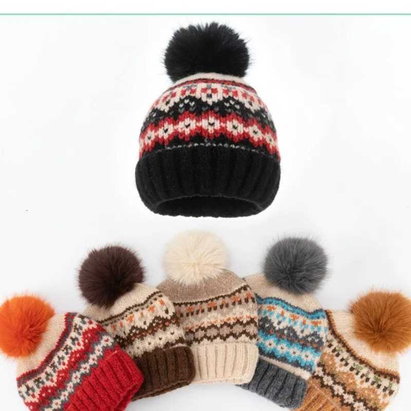 Beanie/Skull Caps New Beanie Hat for Women Crochet Knit Slouchy Pom Handmade Chunky Windeproof Beanie Winter Ski Warm Skull CapT261017