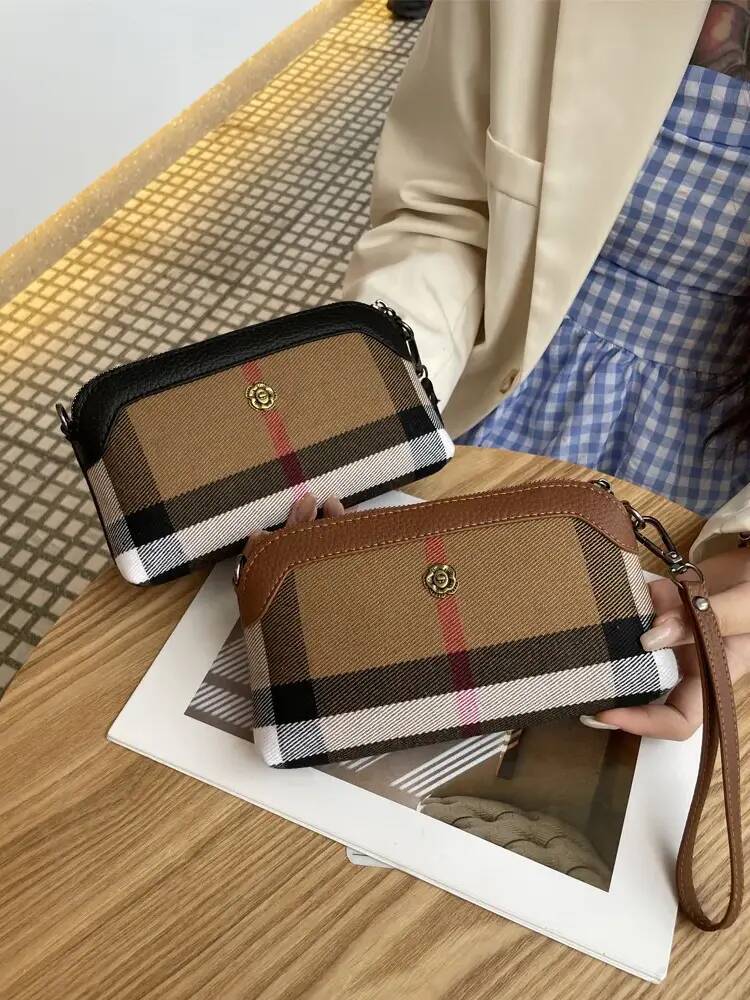 Shoulder Bag Free Shipping Bestselling New Style fashion Plaid Pattern Clutch Elegant Light Luxury Shoulder Crossbody Bag Women Black Caramel Single