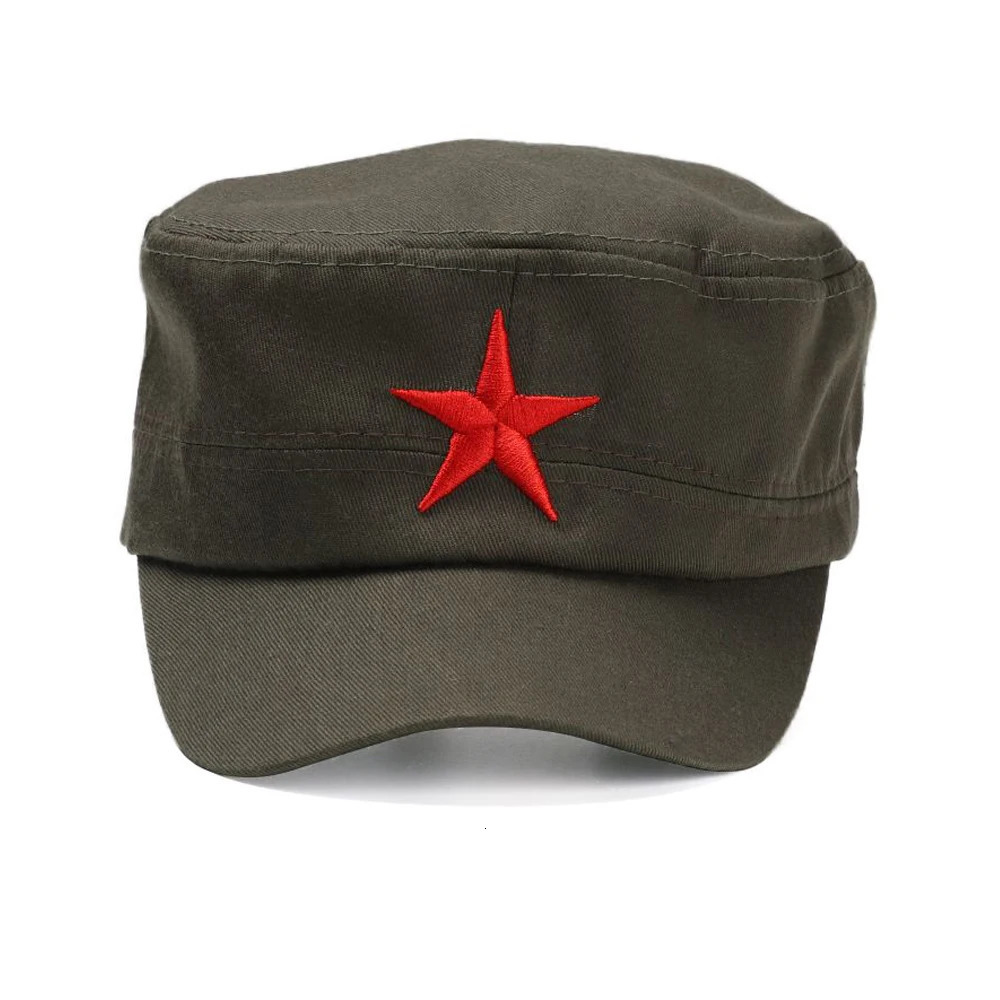 Unisex Cotton Men Cap Spring Summer Beach Outdoor Street Cool Church Sunhat Flat Top Hat With Red Star Drop261016